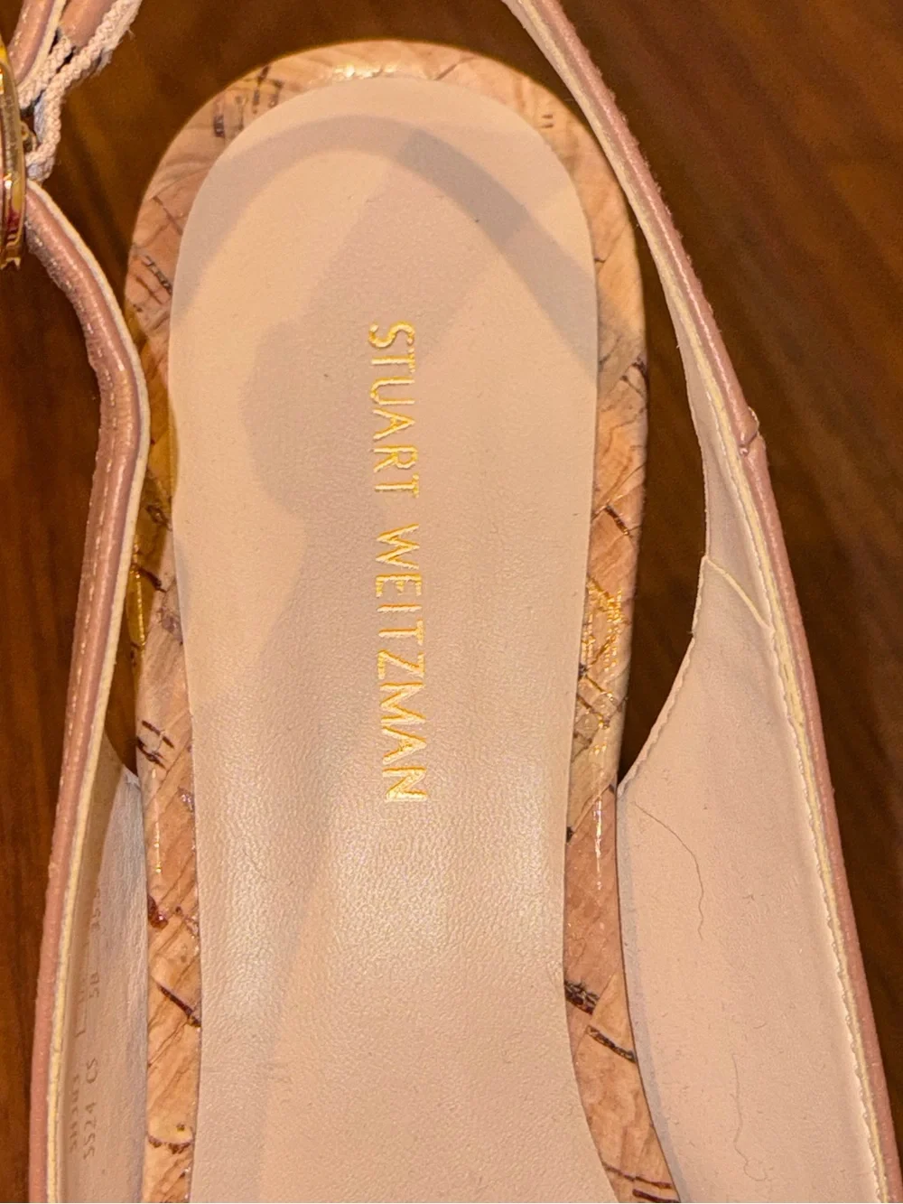 Stuart Weitzman Riviera Platform Sandal Natural Cork Nude Leather Size 5 $395